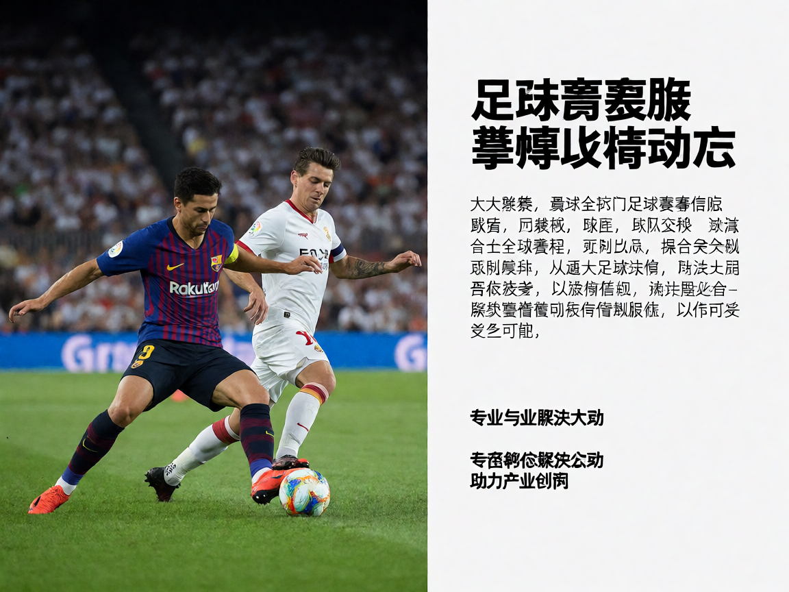 足球赛事现场，绿茵场上球员激烈对抗，观众席座无虚席